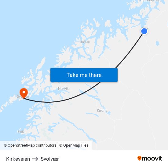 Kirkeveien to Svolvær map