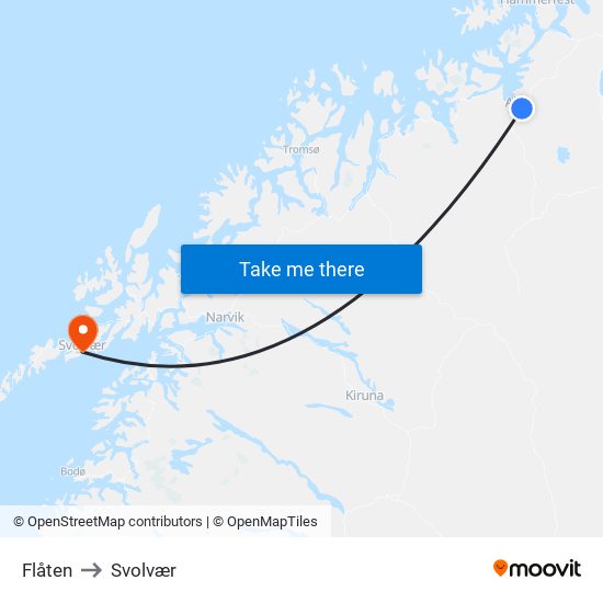 Flåten to Svolvær map