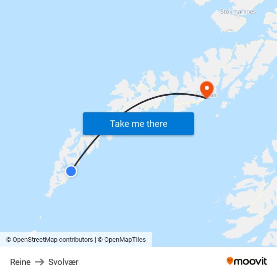 Reine to Svolvær map
