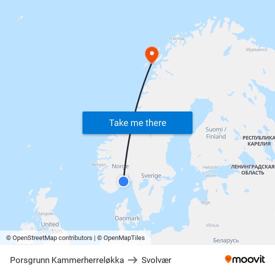 Porsgrunn Kammerherreløkka to Svolvær map