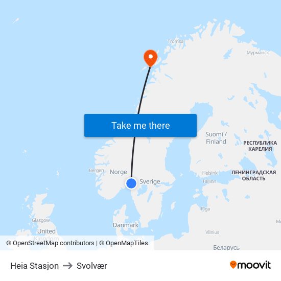 Heia Stasjon to Svolvær map