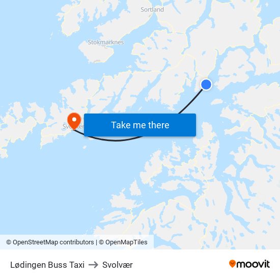 Lødingen Buss Taxi to Svolvær map