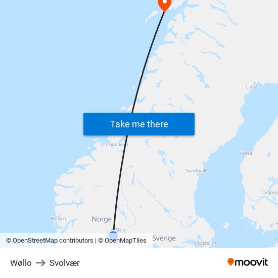 Wøllo to Svolvær map