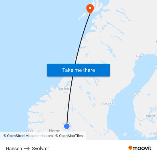 Hansen to Svolvær map