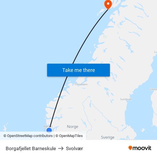 Borgafjellet Barneskule to Svolvær map