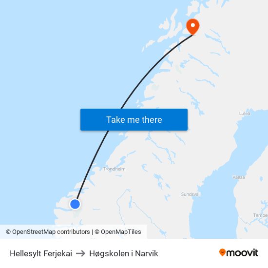 Hellesylt Ferjekai to Høgskolen i Narvik map