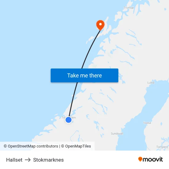 Hallset to Stokmarknes map