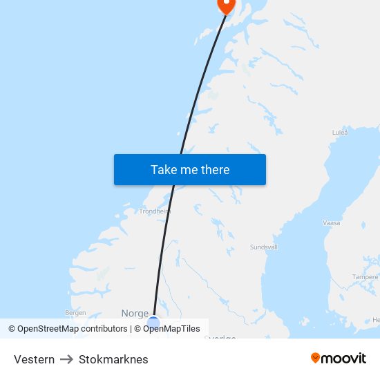 Vestern to Stokmarknes map