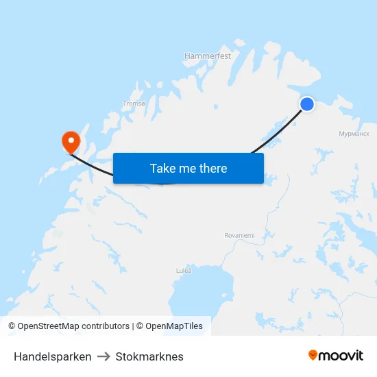 Handelsparken to Stokmarknes map