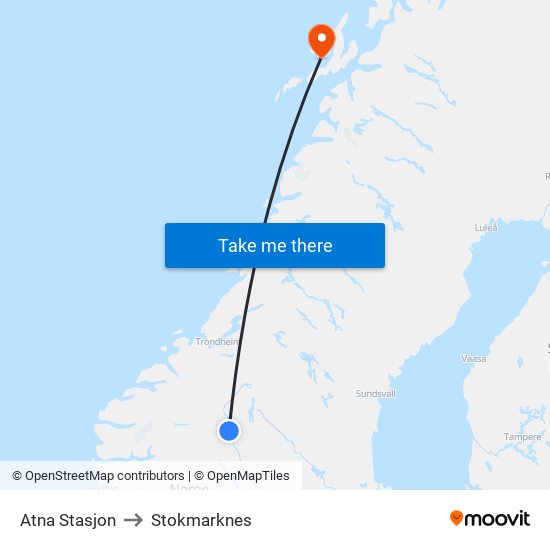 Atna Stasjon to Stokmarknes map