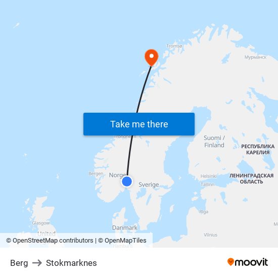 Berg to Stokmarknes map