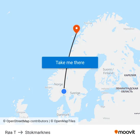 Røa T to Stokmarknes map