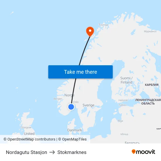 Nordagutu Stasjon to Stokmarknes map