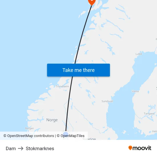 Dam to Stokmarknes map