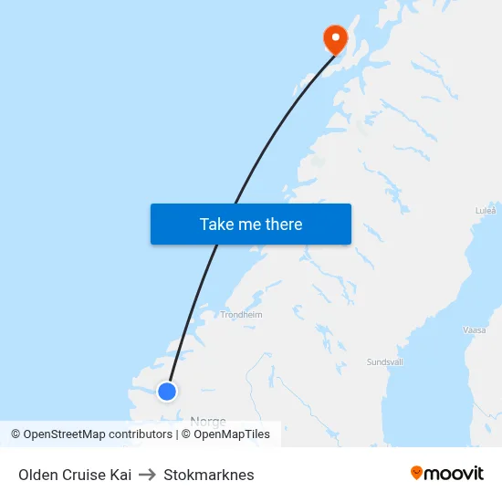 Olden Cruise Kai to Stokmarknes map