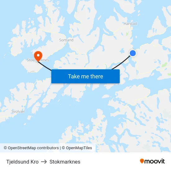 Tjeldsund Kro to Stokmarknes map