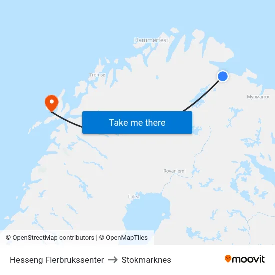 Hesseng Flerbrukssenter to Stokmarknes map