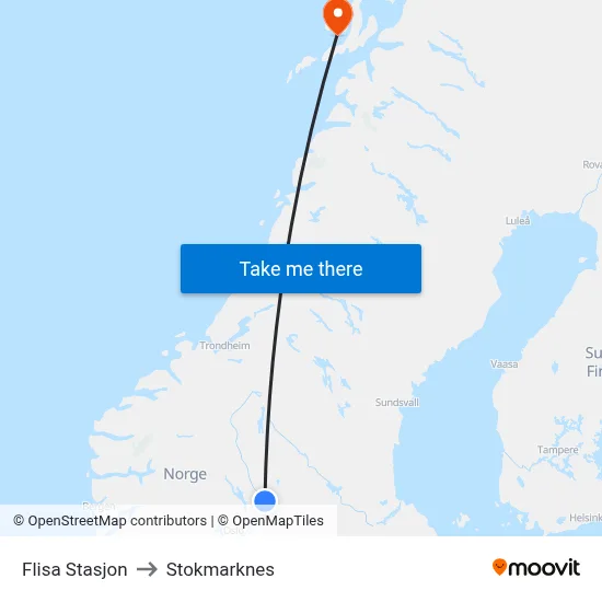 Flisa Stasjon to Stokmarknes map