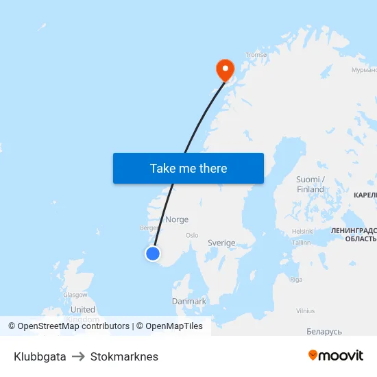 Klubbgata to Stokmarknes map