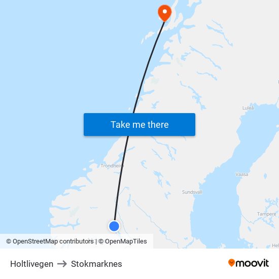 Holtlivegen to Stokmarknes map