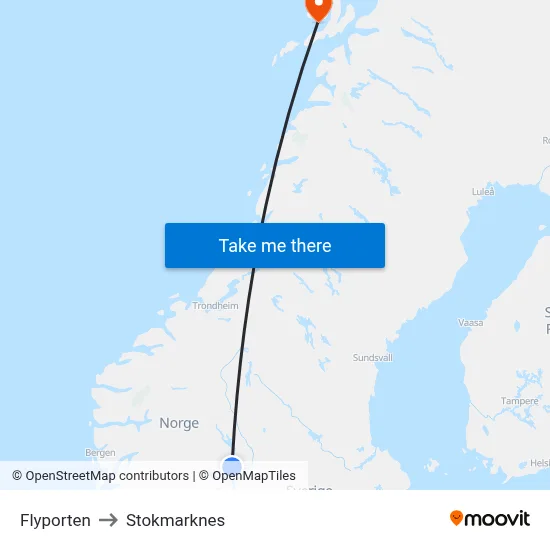 Flyporten to Stokmarknes map