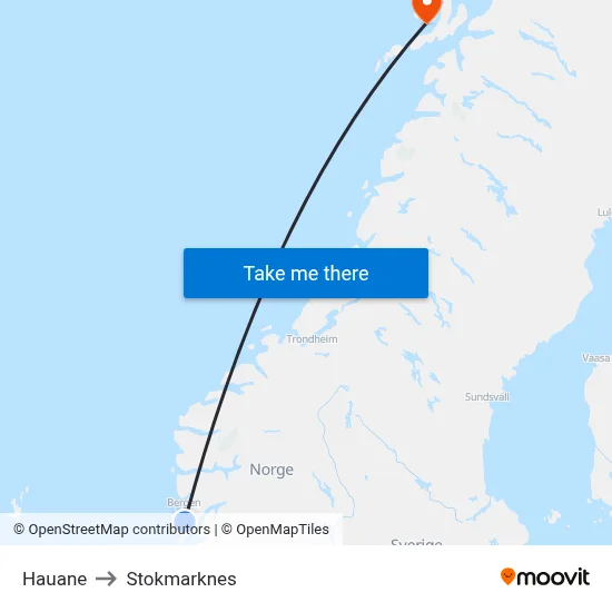 Hauane to Stokmarknes map