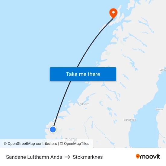 Sandane Lufthamn Anda to Stokmarknes map