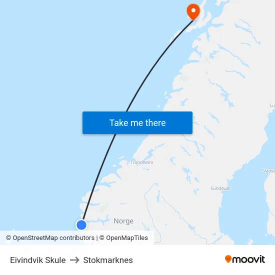 Eivindvik Skule to Stokmarknes map