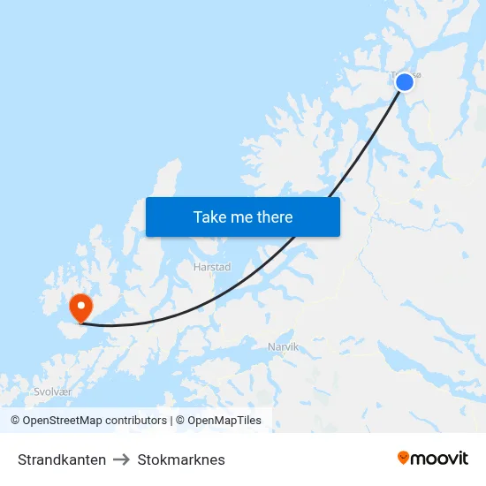 Strandkanten to Stokmarknes map