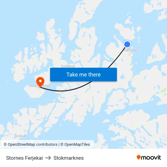 Stornes Ferjekai to Stokmarknes map