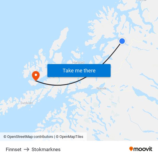 Finnset to Stokmarknes map