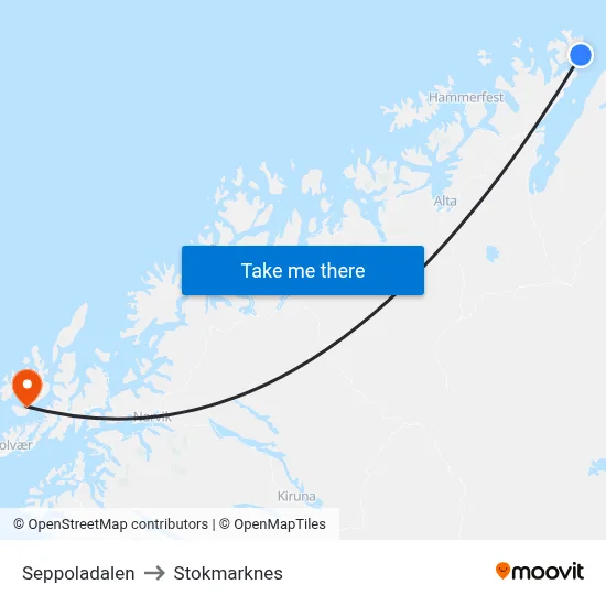 Seppoladalen to Stokmarknes map