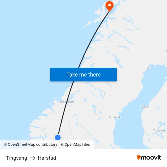 Tingvang to Harstad map