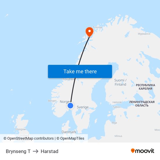 Brynseng T to Harstad map