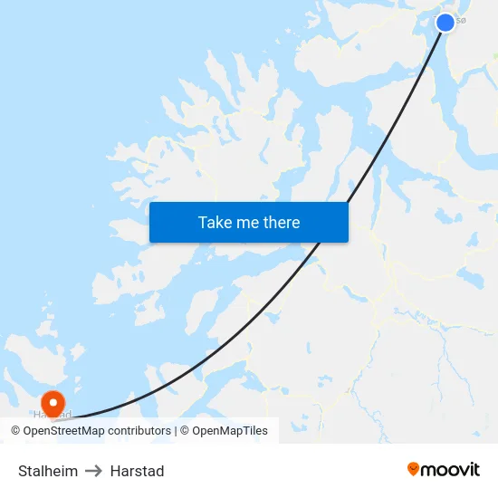 Stalheim to Harstad map