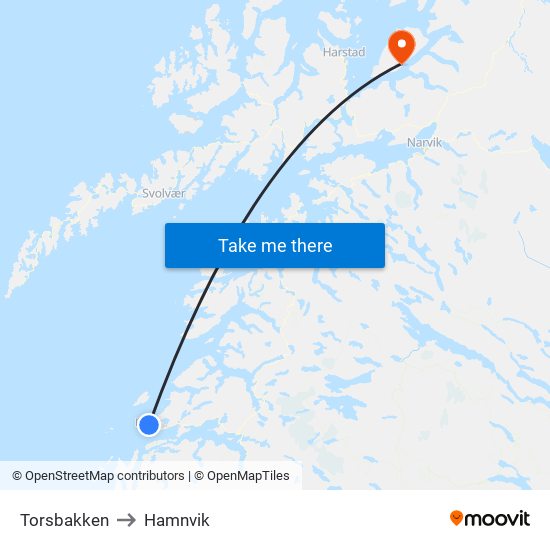 Torsbakken to Hamnvik map