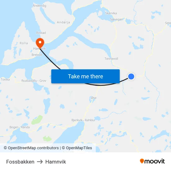 Fossbakken to Hamnvik map