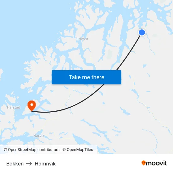 Bakken to Hamnvik map