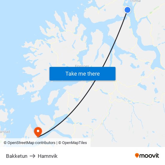 Bakketun to Hamnvik map