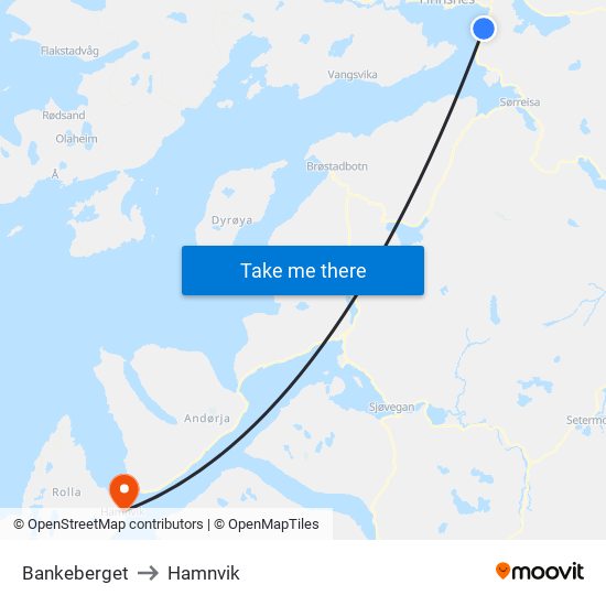 Bankeberget to Hamnvik map