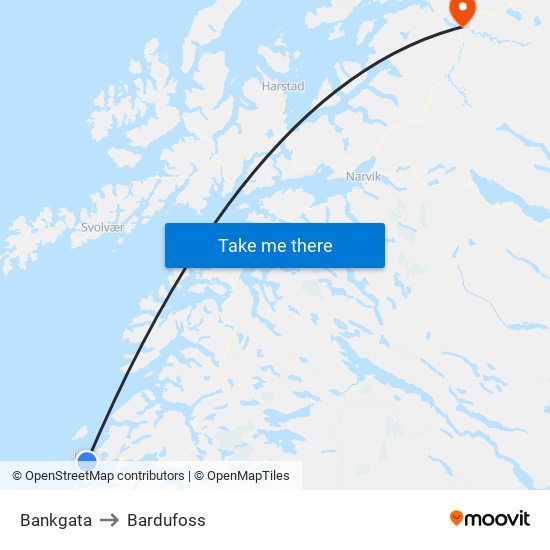 Bankgata to Bardufoss map