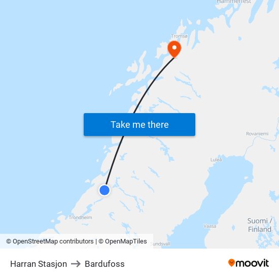 Harran Stasjon to Bardufoss map