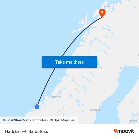Hatlelia to Bardufoss map