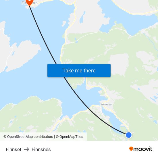 Finnset to Finnsnes map