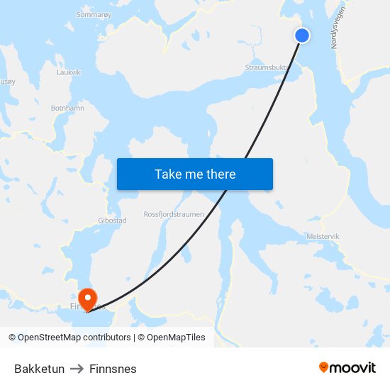 Bakketun to Finnsnes map