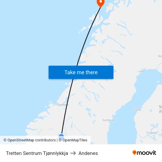 Tretten Sentrum Tjønnlykkja to Andenes map