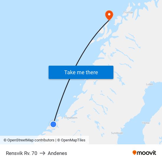 Rensvik Rv. 70 to Andenes map