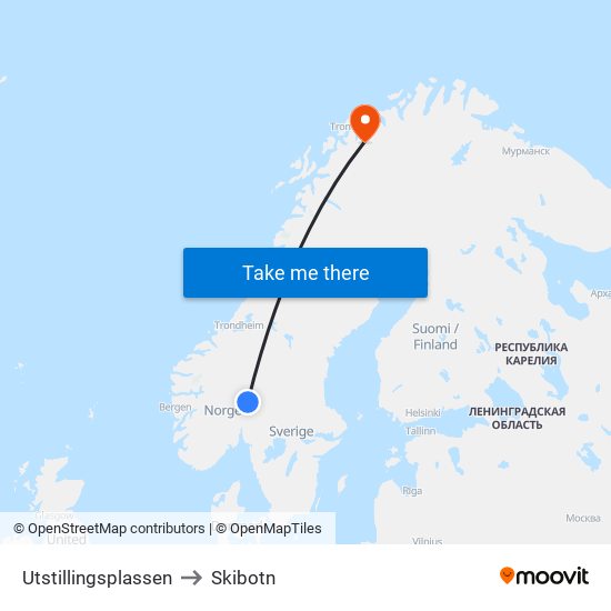 Utstillingsplassen to Skibotn map