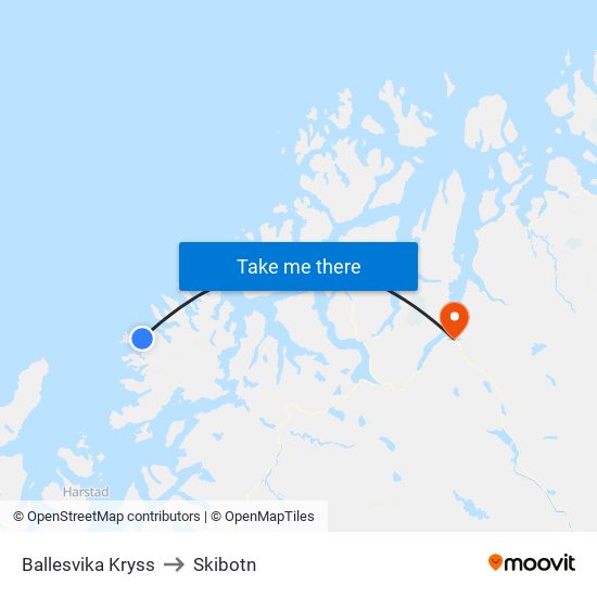 Ballesvika Kryss to Skibotn map