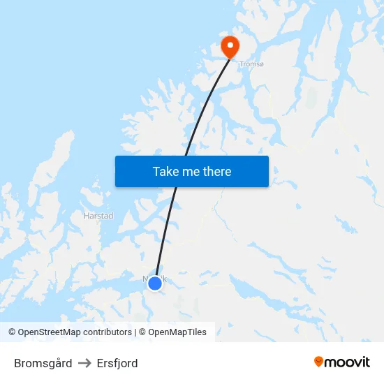 Bromsgård to Ersfjord map